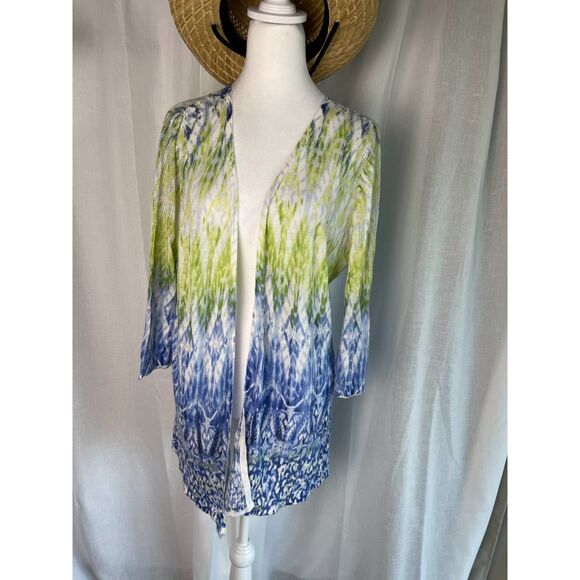 Chico’s Tie-Dye Open-Knit Cardigan - Size 2 - Picture 1 of 6